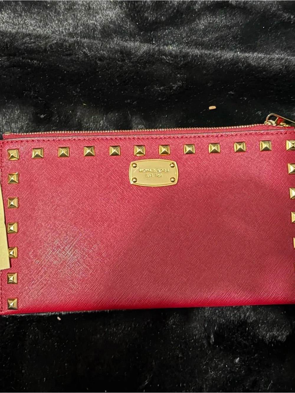 Michael Kors Women's cherry red Studded Leather Wristlet NWT. - Picture 3 of 7